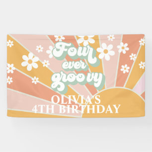 Banderoles Quatre fois plus de rétro soleil groovy Joyeux Ann