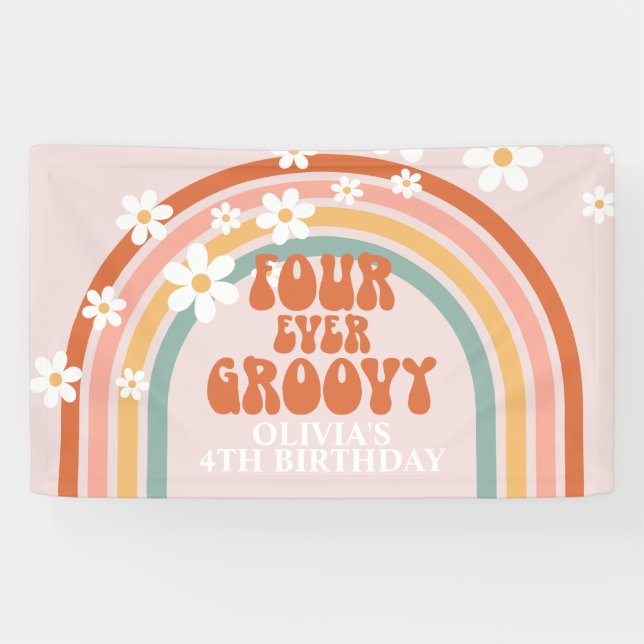 Banderoles Quatre Jours Super Retro Rainbow Daisy Anniversair (Horizontal)