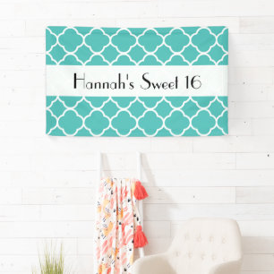 Banderoles Quatrefoil bleu, Trellis marocain, Sweet 16
