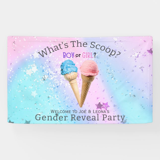 Banderoles Quel est le genre Scoop Révéler la crème glacée (Horizontal)