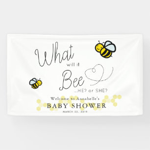 Banderoles Qu'est-ce que le genre révélera Baby shower blanc