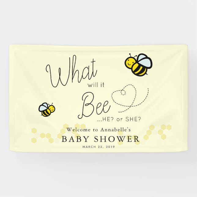 Banderoles Qu'est-ce que le genre révélera Baby shower jaune (Horizontal)