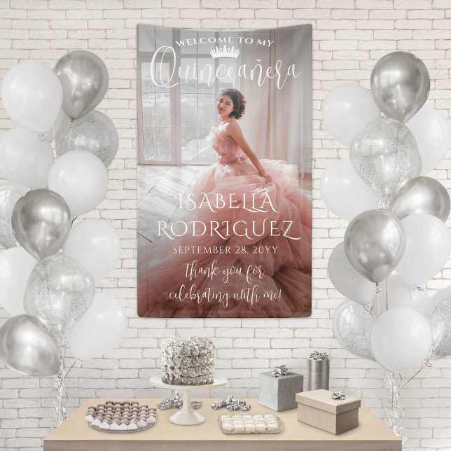 Banderoles Quinceañera Accueil & Merci Grande photo moderne (Créateur téléchargé)