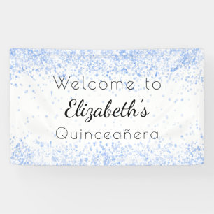 Banderoles Quinceanera bébé bleu blanc parties scintillant po