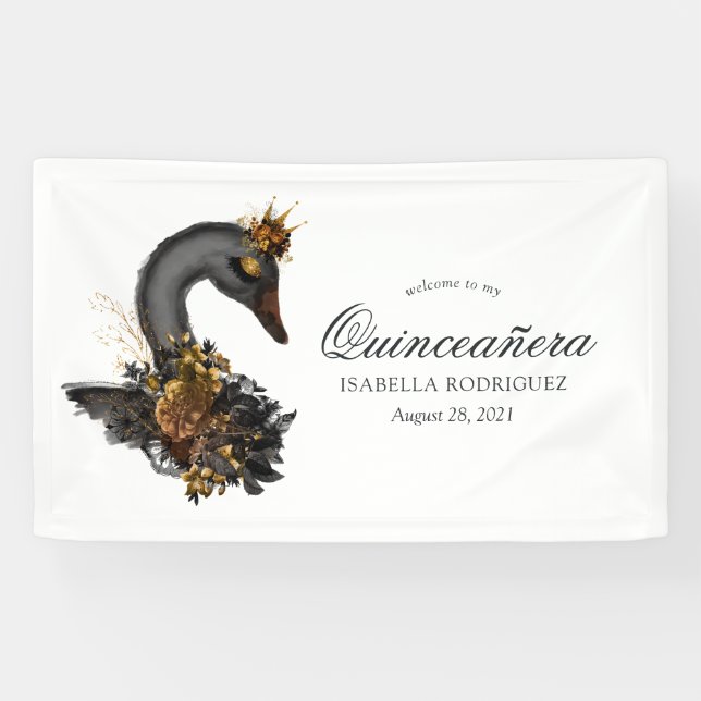 Banderoles Quinceañera du cygne noir (Horizontal)