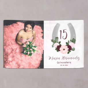 Banderoles Quinceanera Floral Western Horseshoe