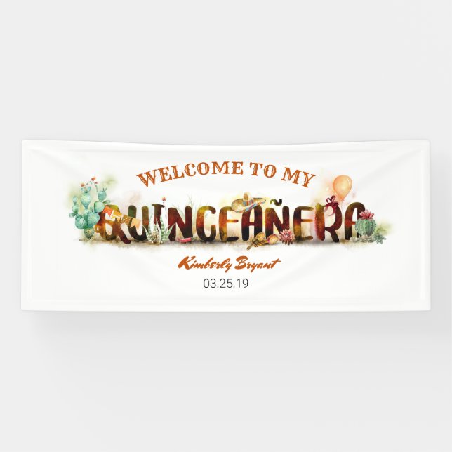 Banderoles Quinceanera mexicaine 15e anniversaire (Horizontal)