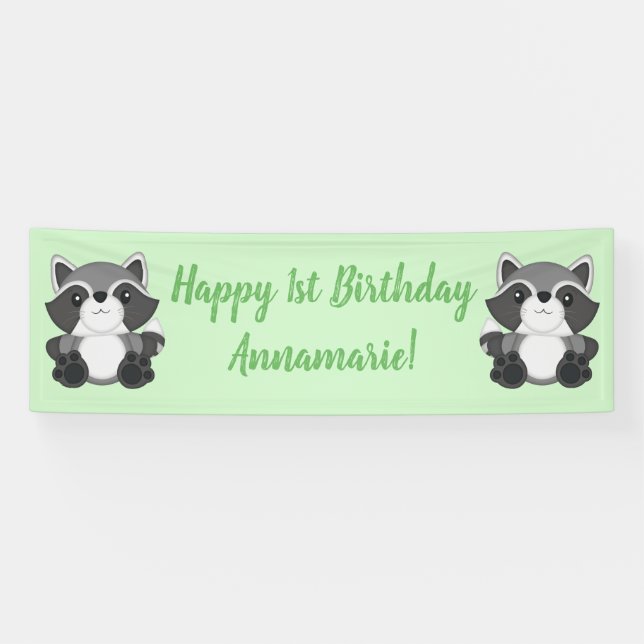 Banderoles Raccoon fête d'anniversaire (Horizontal)