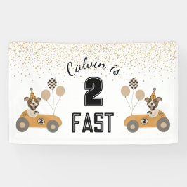 Banderoles Race Car Chien Deux Fête d'anniversaire rapide