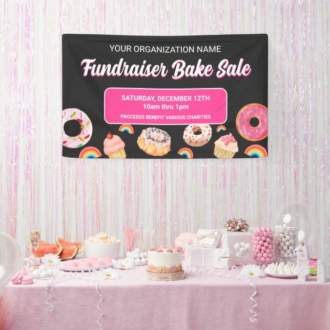 Banderoles Rainbow Donut Cake PInk collecte de fonds Vente de (Fête)