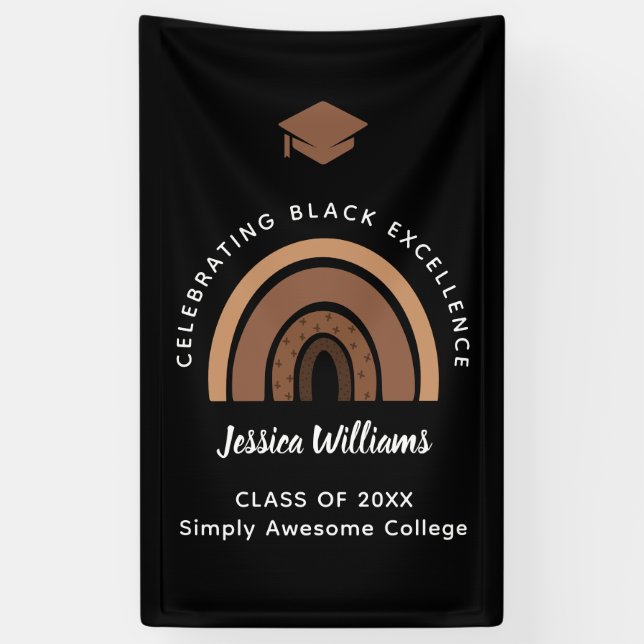 Banderoles Rainbow Melanin Black Excellence Class Année Grad (Vertical)