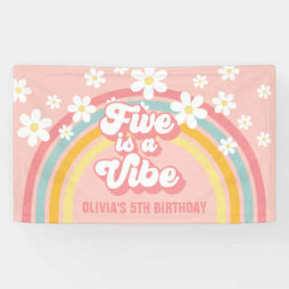 Banderoles Rainbow Retro Five est une Vibe Groovy 5e Annivers