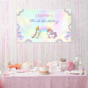 Banderoles Rainbow Unicorn & Dinosaur Friends Anniversaire Pa