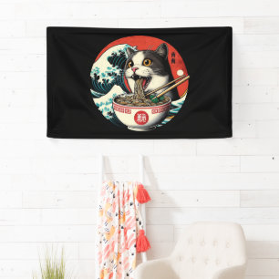 Banderoles Ramen de chat Art japonais Style vintage