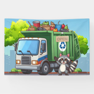Banderoles Raton laveur mignon et camion de "nourriture"