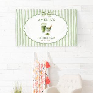 Banderoles Rayures de nœud vert Anniversaire Matcha