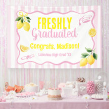 Rayures roses fraîchement diplômées de citron