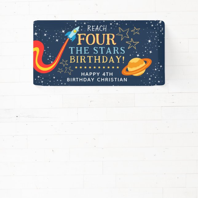 Banderoles Reach For The Stars 4th Birthday (Insitu)