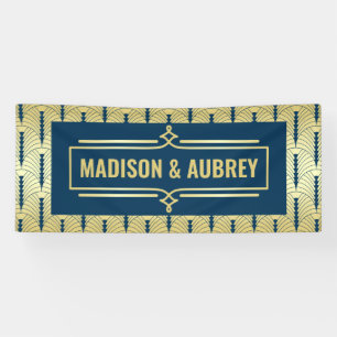Banderoles Réception de mariage Art déco Diner Party Gold Blu