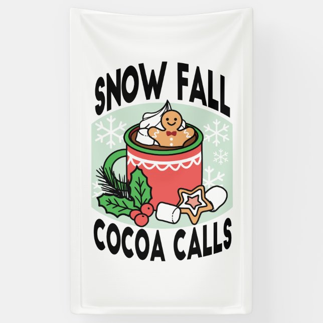 Banderoles Réchauffez-vous avec les appels de cacao de neige  (Vertical)