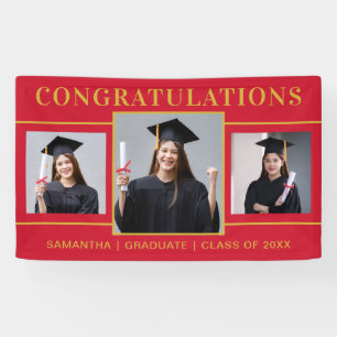 Banderoles Red And Gold 3 - Félicitations pour la graduation 