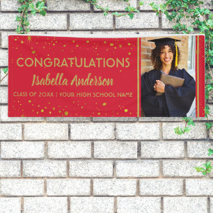Banderoles Red And Gold Confetti Grad Photo Grad 2025