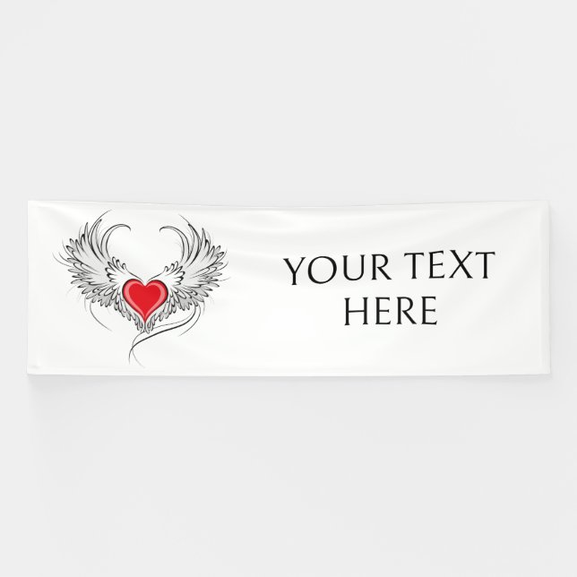 Banderoles Red Angel Coeur avec ailes (Horizontal)