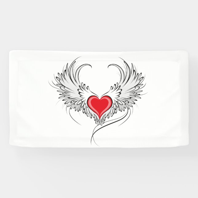 Banderoles Red Angel Coeur avec ailes (Horizontal)