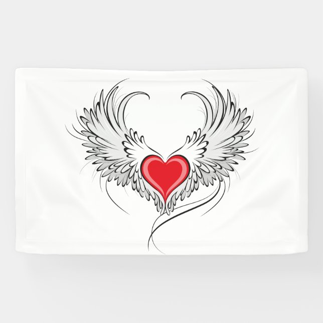 Banderoles Red Angel Coeur avec ailes (Horizontal)