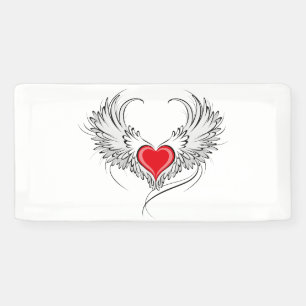 Banderoles Red Angel Coeur avec ailes