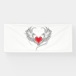 Banderoles Red Angel Coeur avec ailes