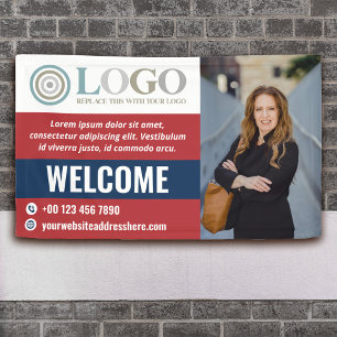 Banderoles Red Blue Welcome Petit Entreprise Logo photo