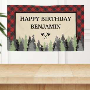 Banderoles Red Buffalo Plaid Lumberjack fête d'anniversaire