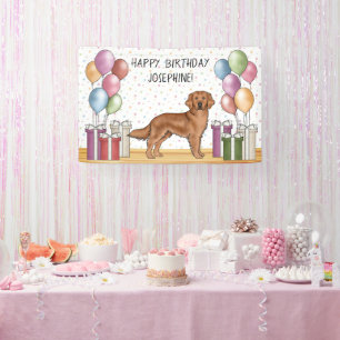 Banderoles Red Golden Retriever Chien coloré Pastel Anniversa