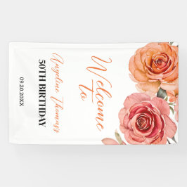 Banderoles Red Orange Rose Floral Botanical Welcome Anniversa
