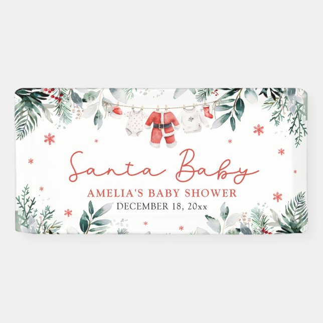 Banderoles Red Père Noël Baby Christmas Baby Clothes Baby sho (Horizontal)