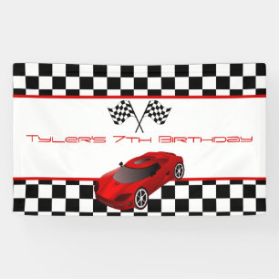 Banderoles Red Race Car fête d'anniversaire