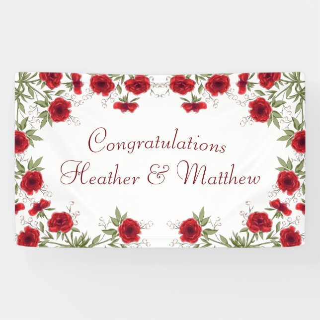 Banderoles Red Rose Romantic Wedding (Horizontal)