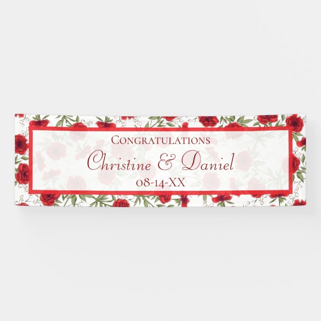 Banderoles Red Rose Romantic Wedding (Horizontal)