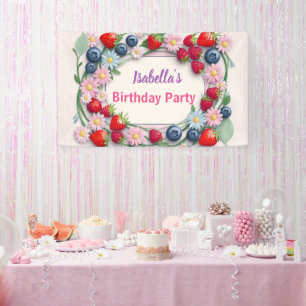 Banderoles Red Strawberry rose Daisy fête d'anniversaire pour
