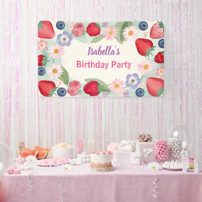 Banderoles Red Strawberry rose Daisy fête d'anniversaire pour (Fête)