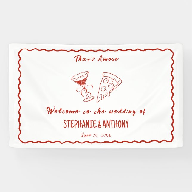 Banderoles Red Whimsical Frame That's Amore Italien Mariage (Horizontal)