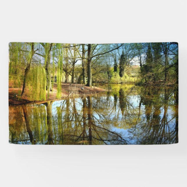 Banderoles Réflexion de l'eau de l'étang-saule (Horizontal)