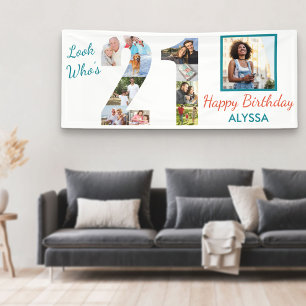 Banderoles Regardez qui est 21 Photo Collage 21e fête d'anniv