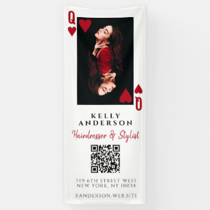 Banderoles Reine de Cœur Féminin Code QR Photo Coiffeuse
