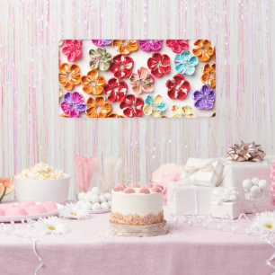Banderoles Ressort tissu cousu artisanal Fleurs Multicolor