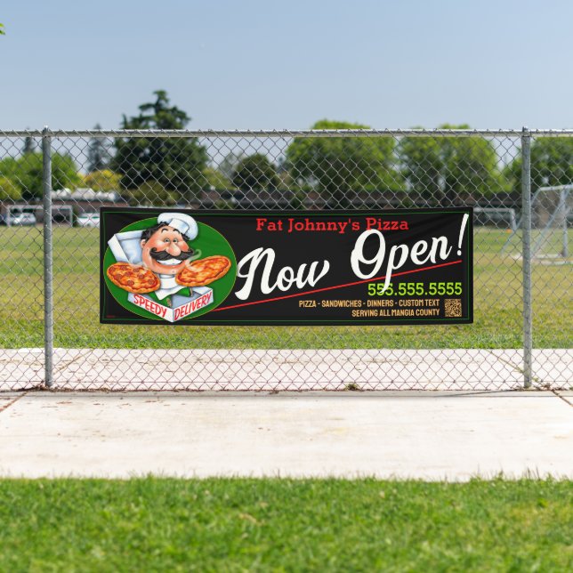 Banderoles Restaurant italien Pizzeria Pizza MAINTENANT OUVER (En situation)