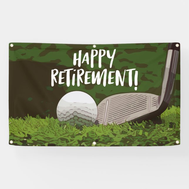 Banderoles Retraite de golf avec boule et fer sur vert (Horizontal)