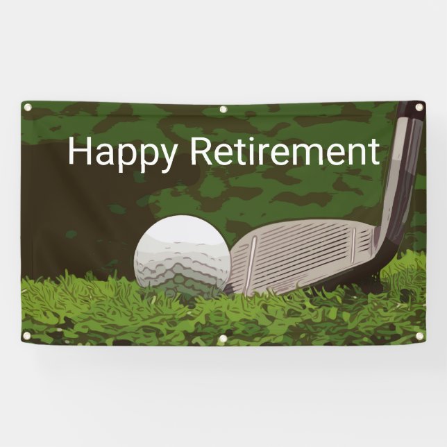 Banderoles Retraite de golf avec boule et fer sur vert  (Horizontal)