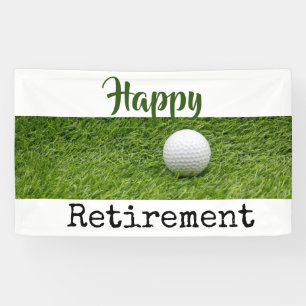 Banderoles Retraite heureuse avec balle de golf sur herbe ver